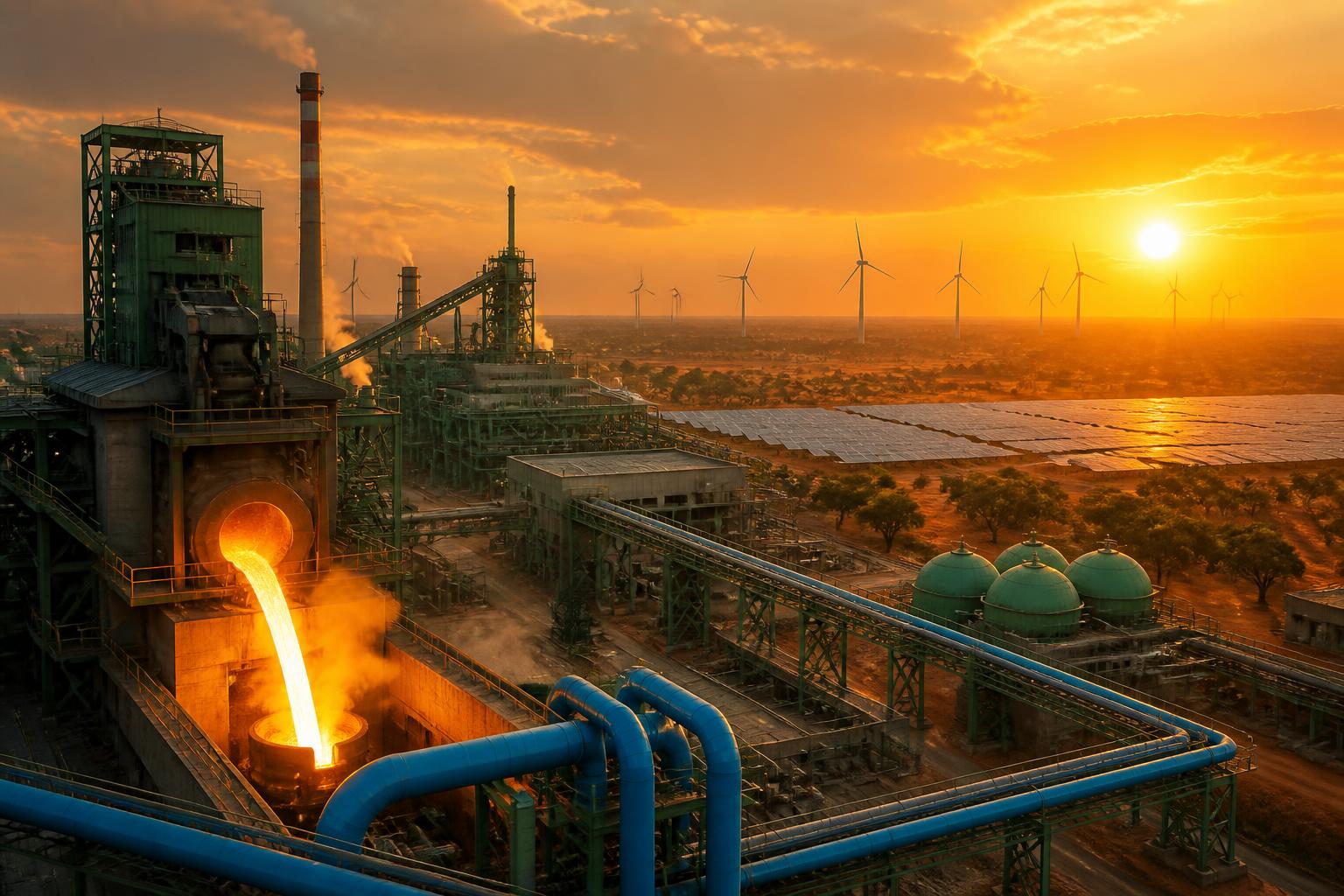 Ghana green steel complex at golden hour